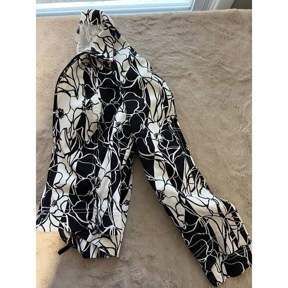 St. John Sport Black & White Floral Zip-Up Jacket Womens P Cotton Blend - Picture 9 of 9